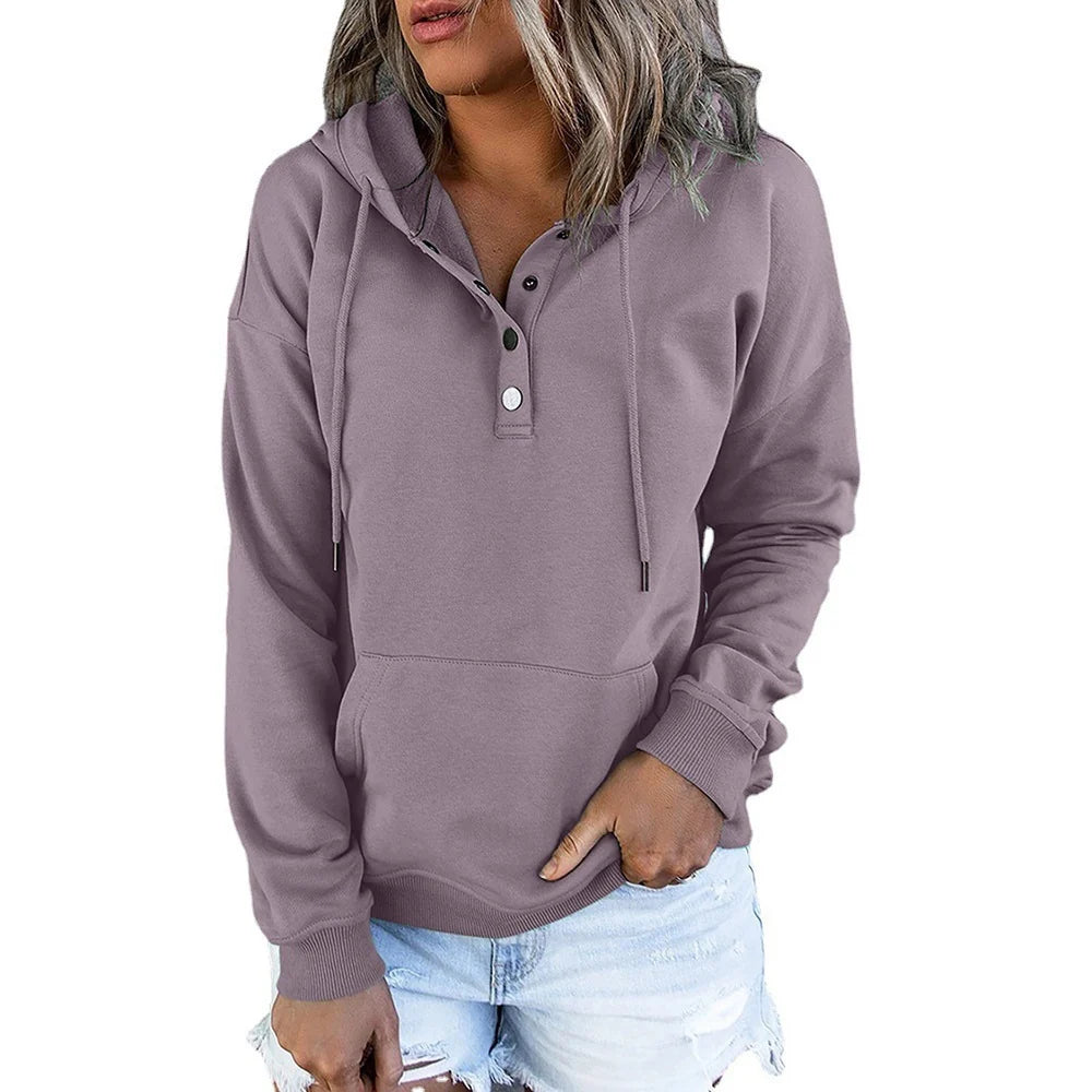 Drune | Women's Relaxed Fit Hoodie with Button Details 3