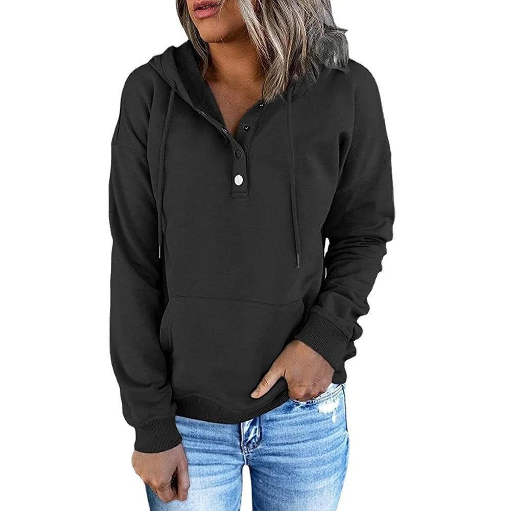 Drune | Women's Relaxed Fit Hoodie with Button Details 6