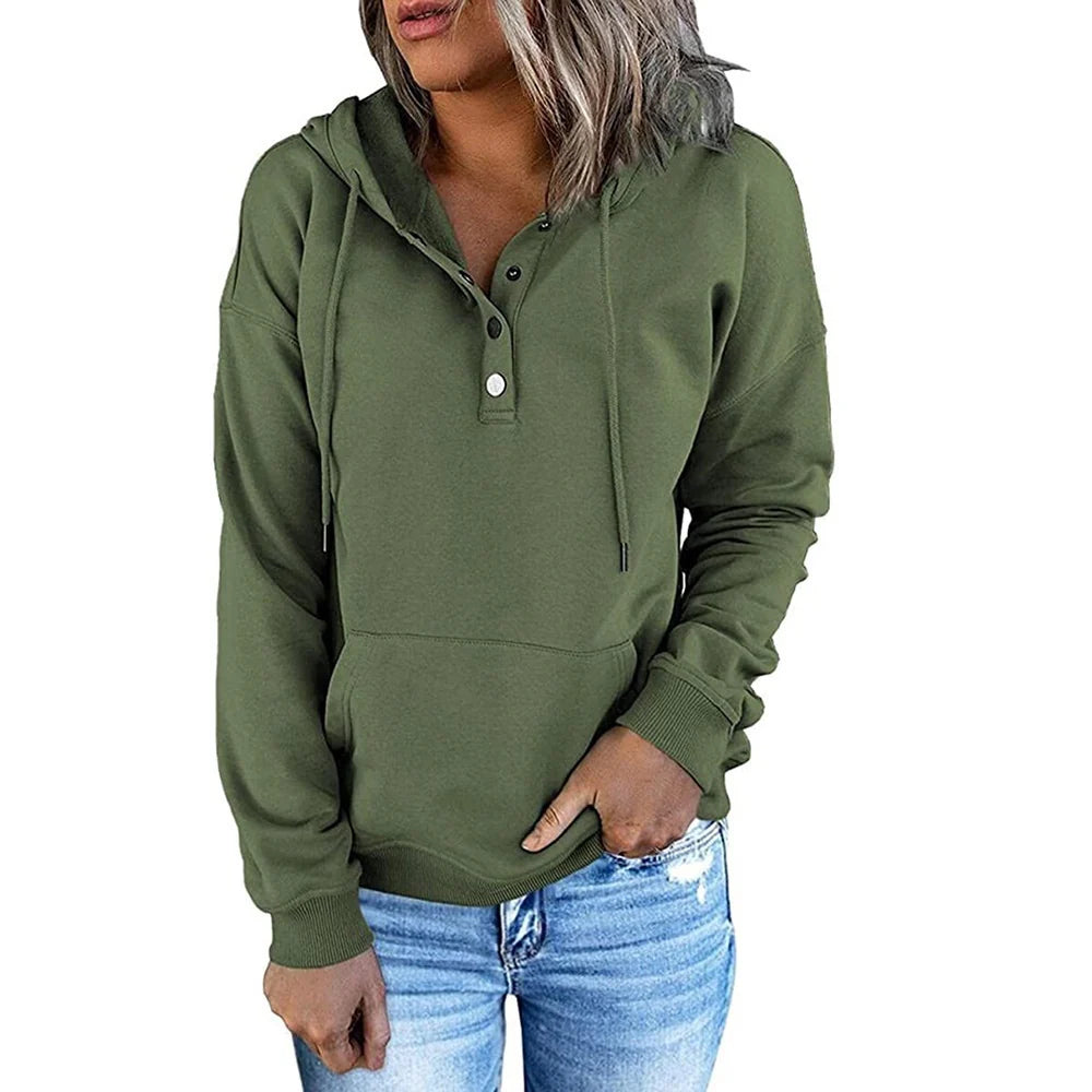 Drune | Women's Relaxed Fit Hoodie with Button Details 7
