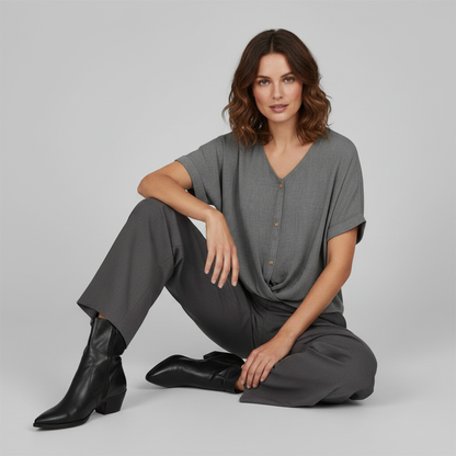 Elegant V-Neck Long Sleeve Blouse | Women's Fashion Top