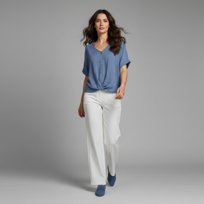 Elegant V-Neck Long Sleeve Blouse | Women's Fashion Top