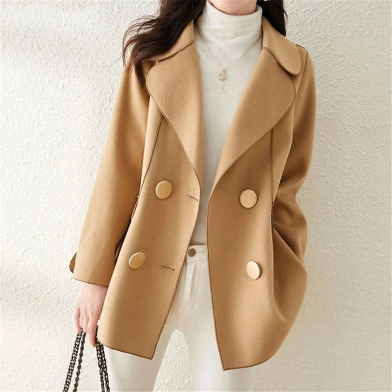 Enna Woolen Coat | Women's Double-Breasted Wool Blend 0