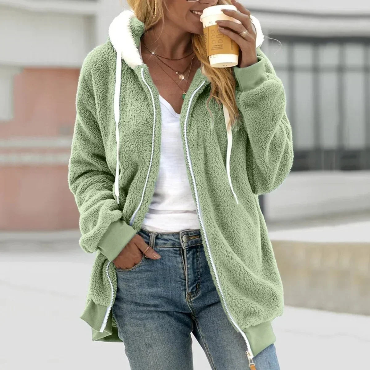 Extra Warmer Teddy Fleece Zip Hoodie | Men's Hoodie 0