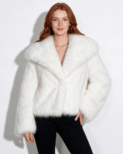 Faux Fur Jacket | Cropped Hip-Length with Portrait Collar 0