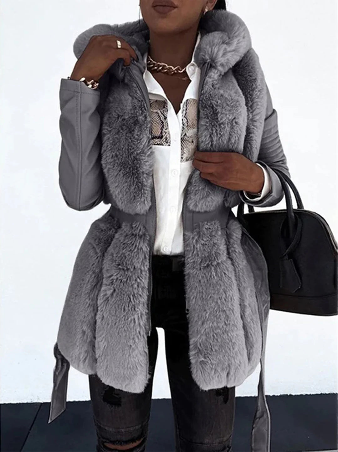 Faux Fur Trim Longline Women's Winter Jacket | Women's Coats 0