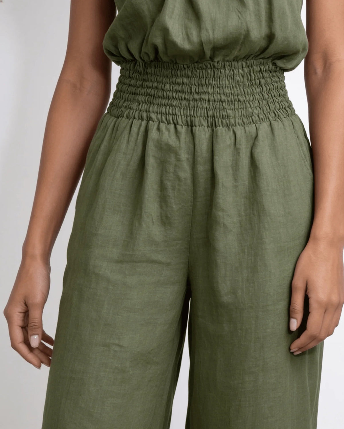 Halterneck Smocked-Waist Wide-Leg Jumpsuit 3