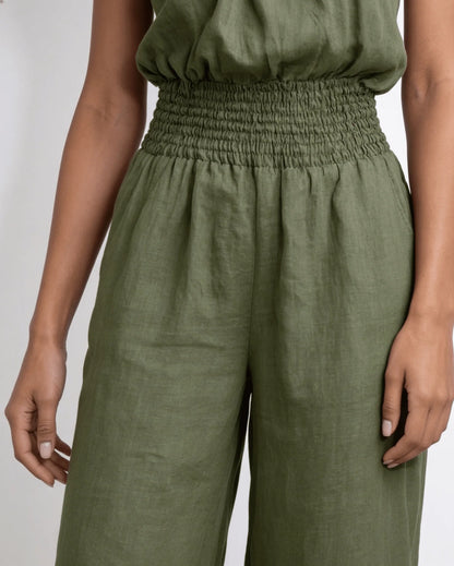 Halterneck Smocked-Waist Wide-Leg Jumpsuit 3
