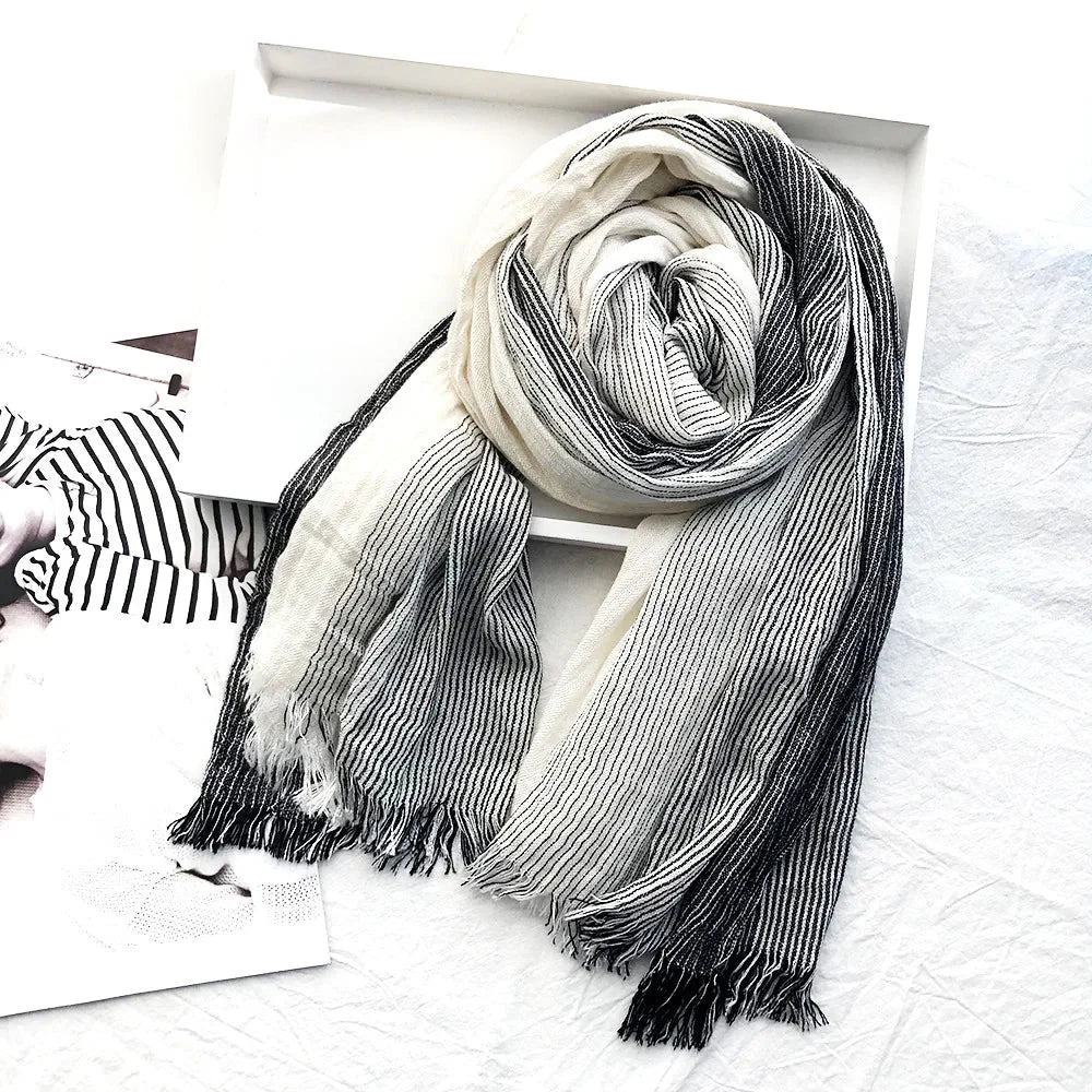 Heritage Stripe Linen Scarf | Cotton-Linen Blend Accessory 1