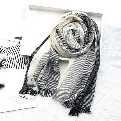 Heritage Stripe Linen Scarf | Cotton-Linen Blend Accessory 1
