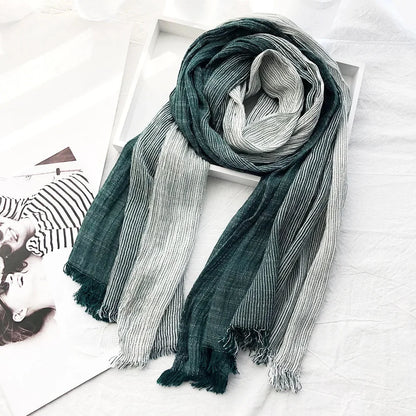 Heritage Stripe Linen Scarf | Cotton-Linen Blend Accessory 3