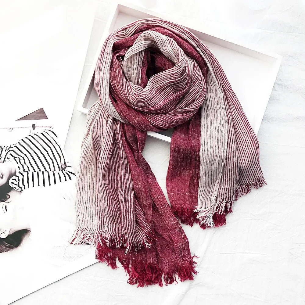 Heritage Stripe Linen Scarf | Cotton-Linen Blend Accessory 4