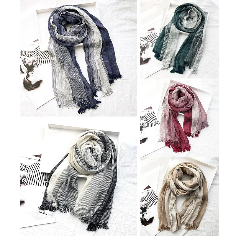 Heritage Stripe Linen Scarf | Cotton-Linen Blend Accessory 5