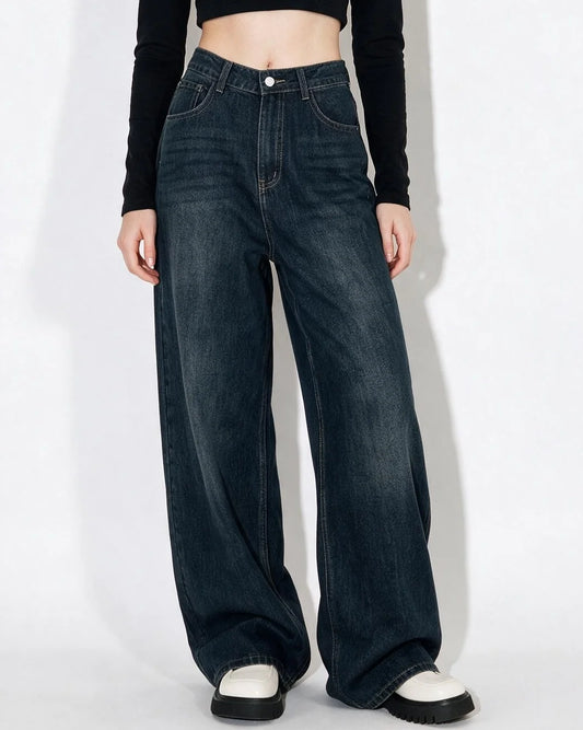 High-Rise Wide-Leg Jeans Blue Denim 0
