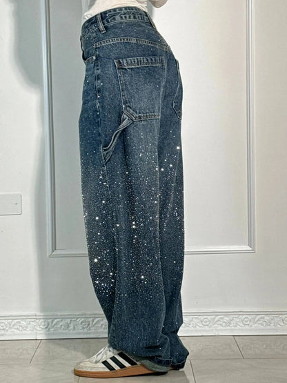 High-Waist Straight Leg Jeans with Crystal Details | Women's Jeans 6
