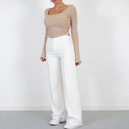 High-Waisted Black Trousers | Women's Straight-Leg Pants 1