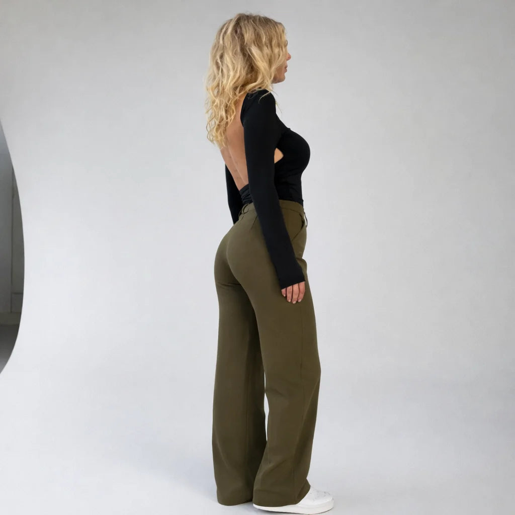 High-Waisted Black Trousers | Women's Straight-Leg Pants 2