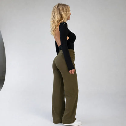 High-Waisted Black Trousers | Women's Straight-Leg Pants 2