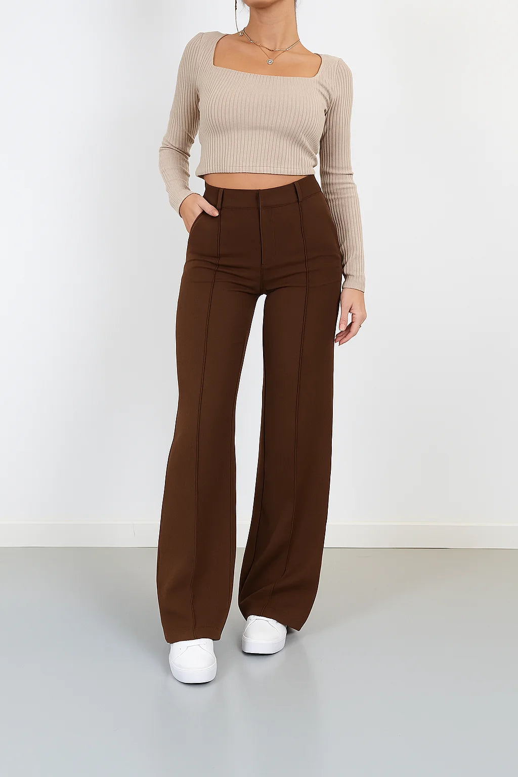 High-Waisted Black Trousers | Women's Straight-Leg Pants 3