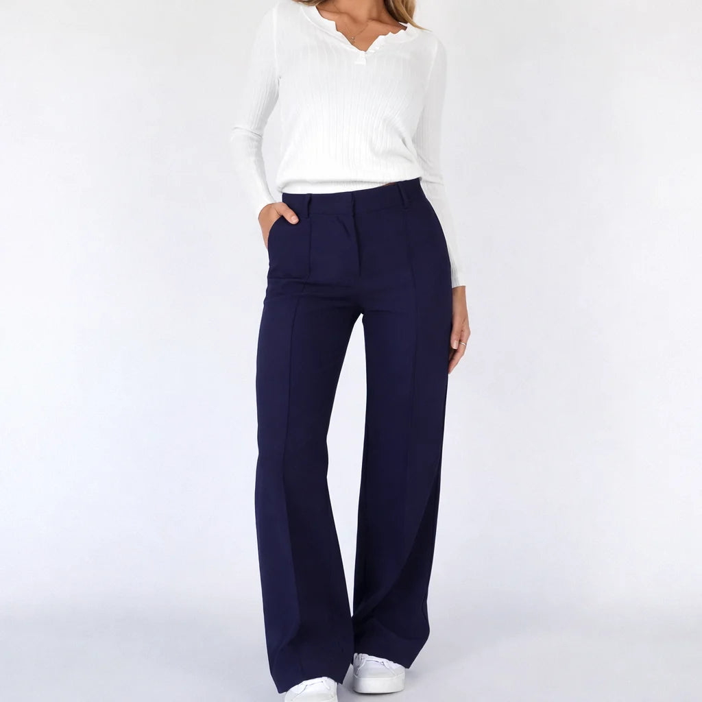High-Waisted Black Trousers | Women's Straight-Leg Pants 4