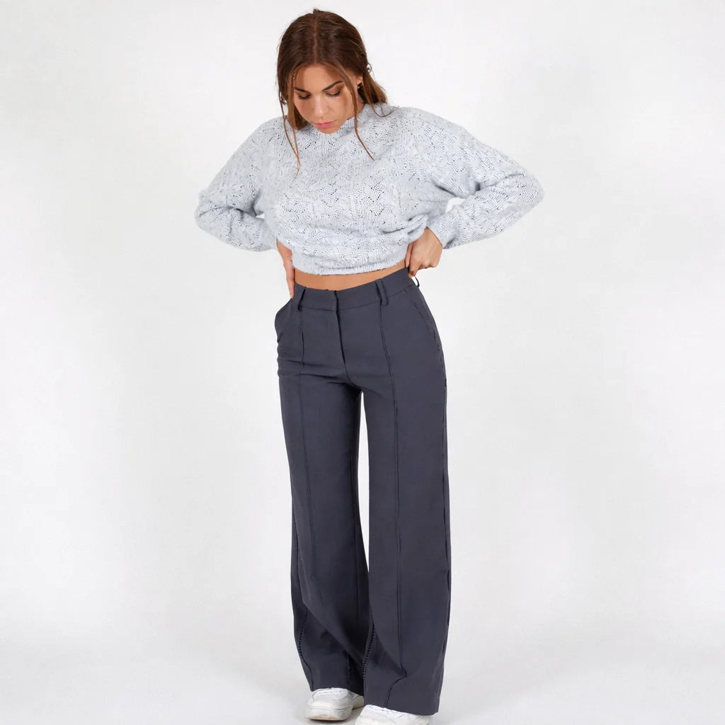 High-Waisted Black Trousers | Women's Straight-Leg Pants 5