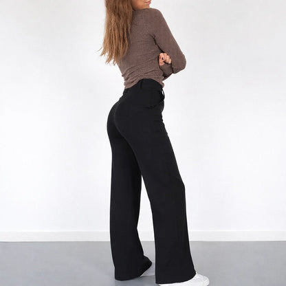 High-Waisted Black Trousers | Women's Straight-Leg Pants 6