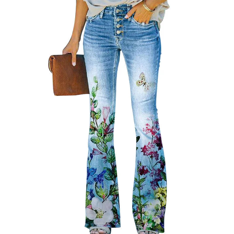 High Waist Floral Wide Leg Jeans | Women's Denim Trousers 3