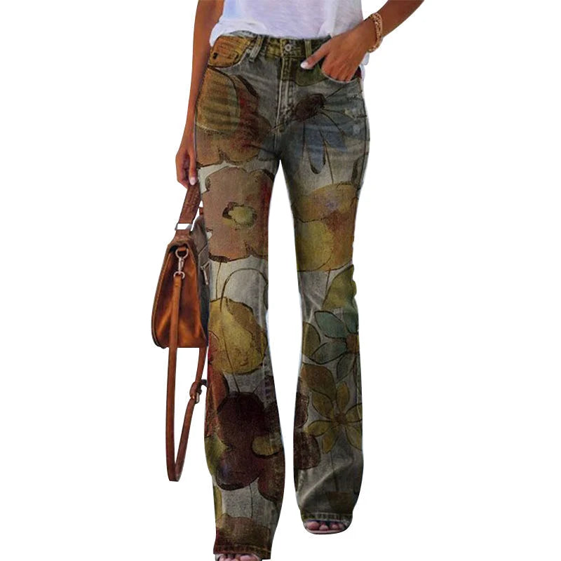 High Waist Floral Wide Leg Jeans | Women's Denim Trousers 6