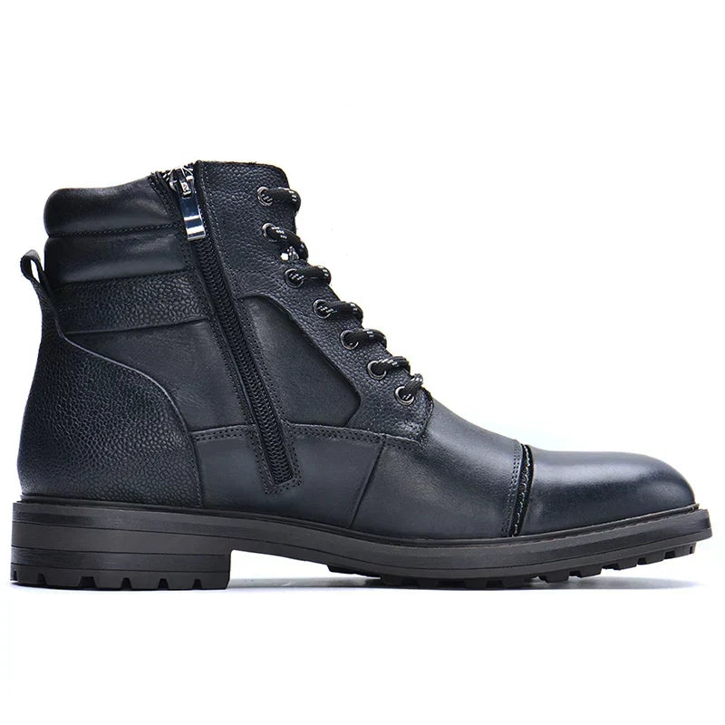 Men's Brown Leather Boots with Side Zipper | Casual Footwear 1