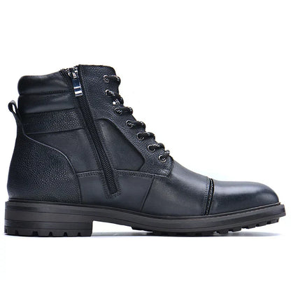 Men's Brown Leather Boots with Side Zipper | Casual Footwear 1
