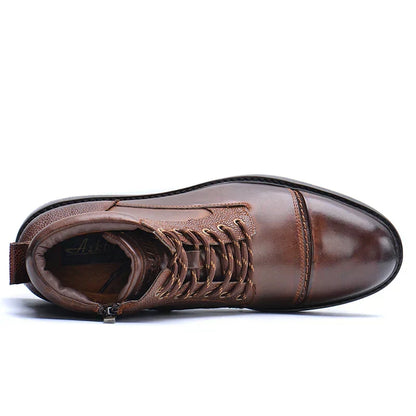 Men's Brown Leather Boots with Side Zipper | Casual Footwear 3