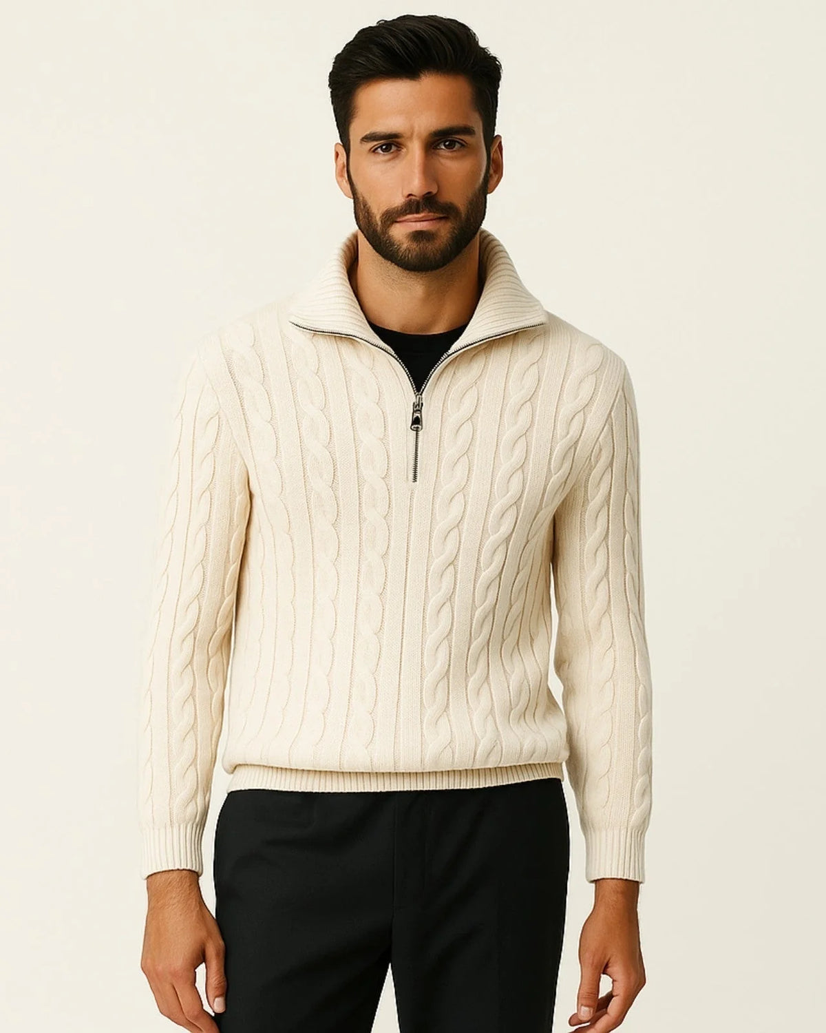 Men's Cable-Knit Half-Zip Sweater | Stylish Autumn Winter Wear 7