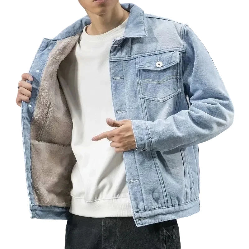 Men's Fleece-Lined Denim Trucker Jacket | Men's Winter Jacket 3