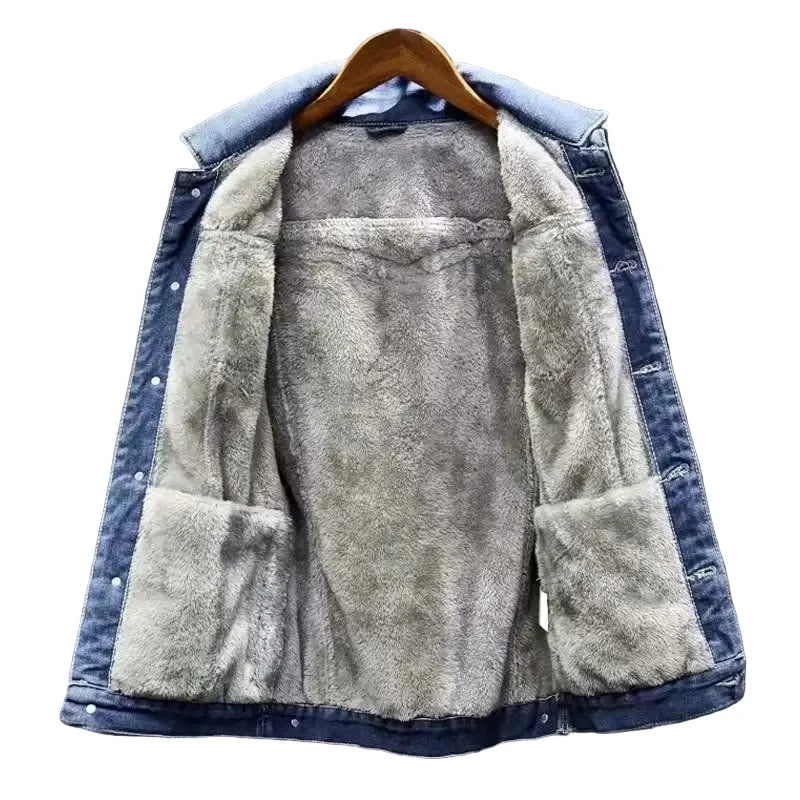 Men's Fleece-Lined Denim Trucker Jacket | Men's Winter Jacket 5