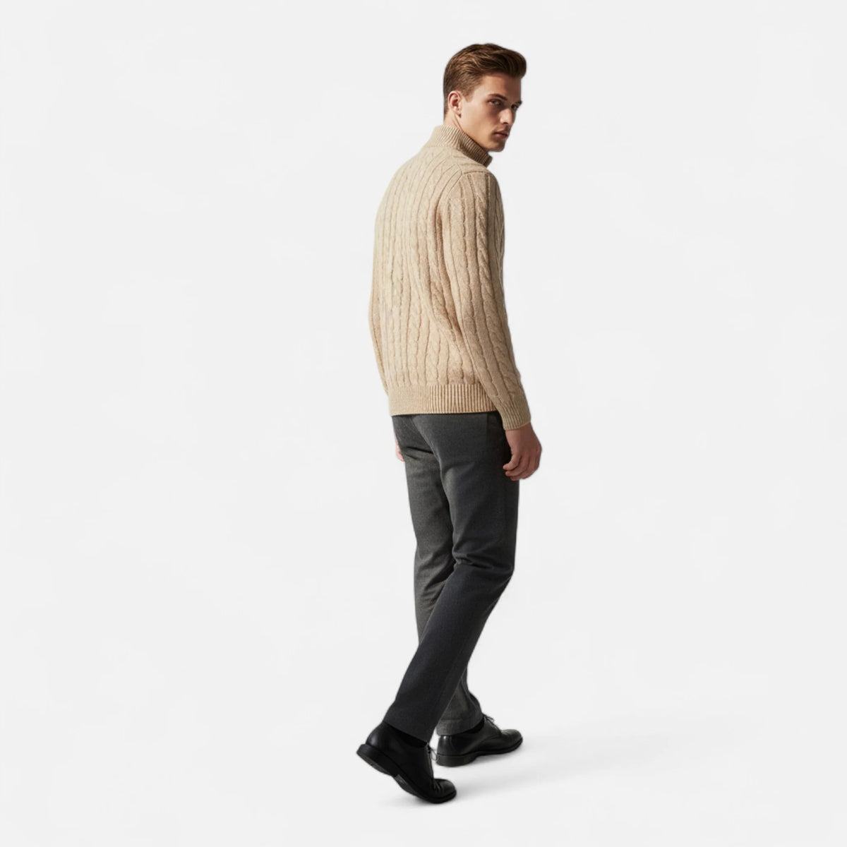 Men's Half-Zip Sweater Wool Blend | Classic Knit Pullover 2