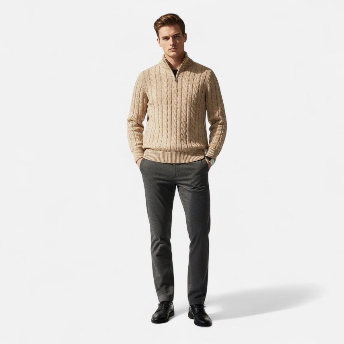 Men's Half-Zip Sweater | Classic Knit Pullover 1