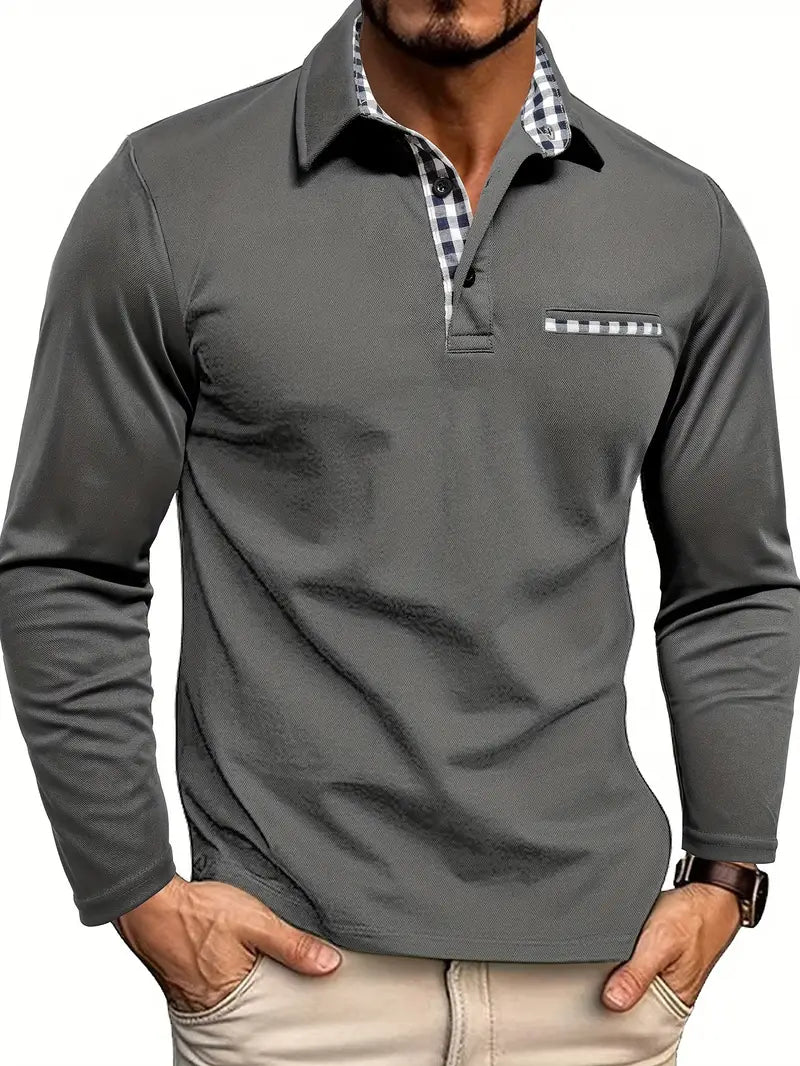 Men's Long Sleeve Polo Shirt Cotton Blend Classic Fit | Polo Shirts 1