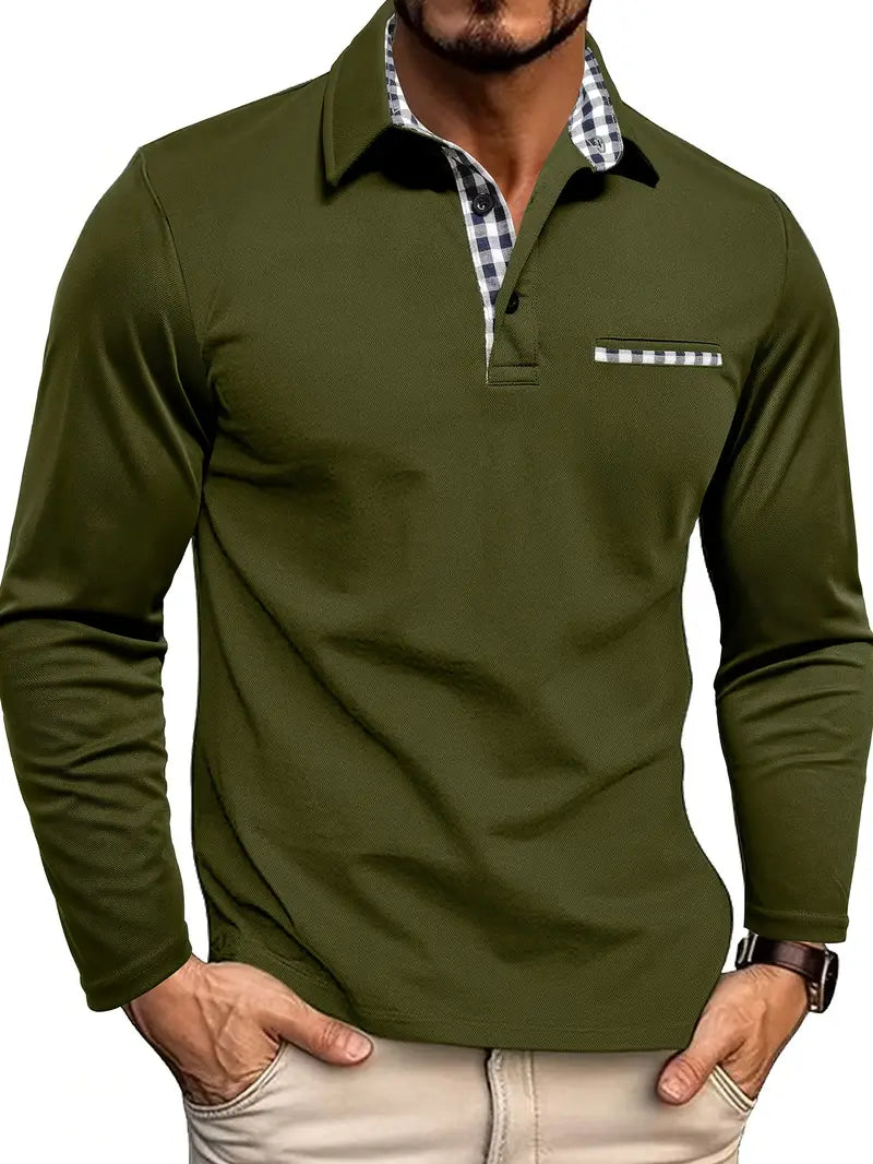 Men's Long Sleeve Polo Shirt Cotton Blend Classic Fit | Polo Shirts 2