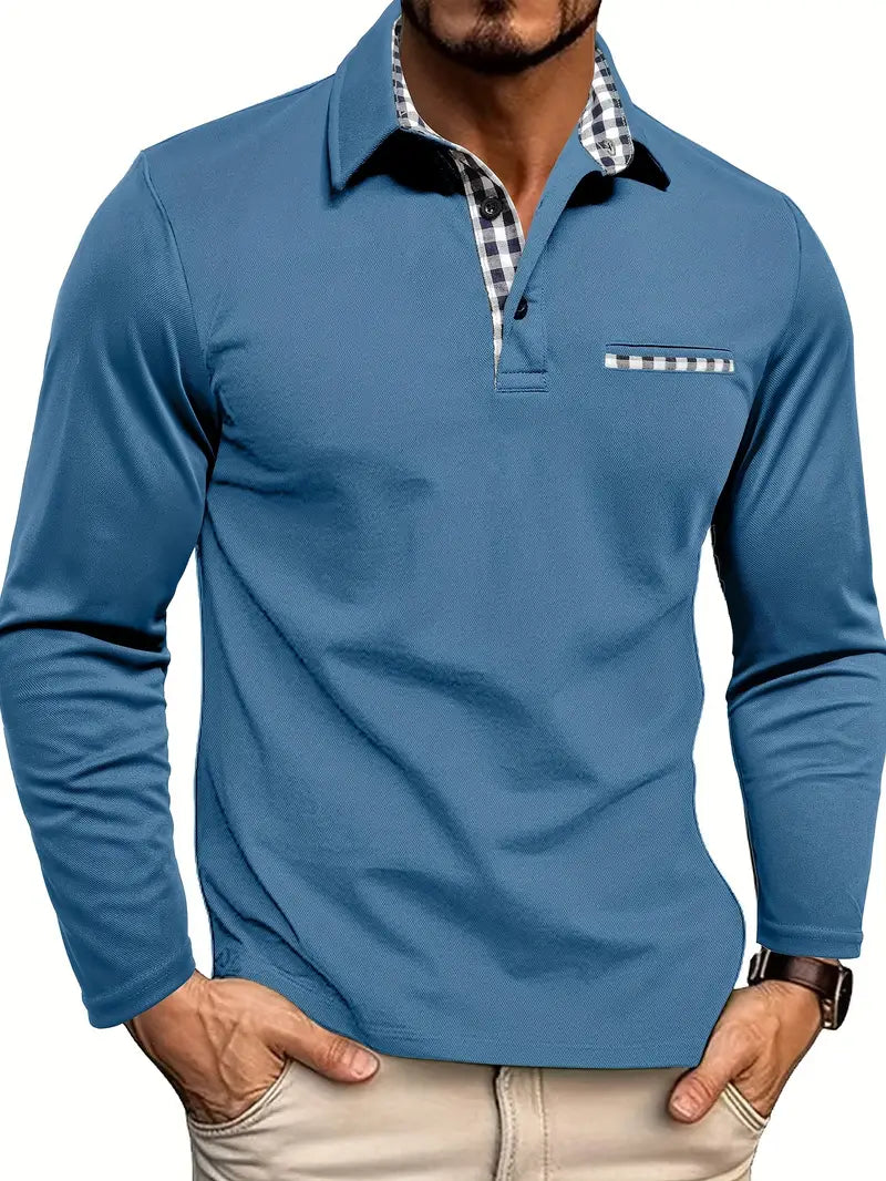 Men's Long Sleeve Polo Shirt Cotton Blend Classic Fit | Polo Shirts 3