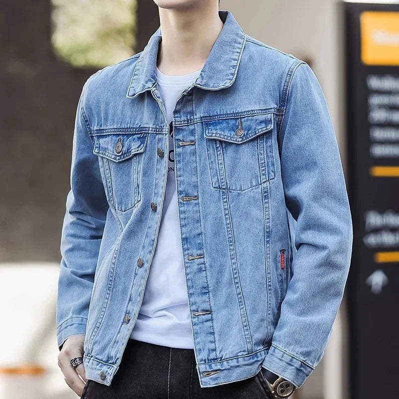 Men's Relaxed Denim Trucker Jacket | Casual Outerwear Blue 0