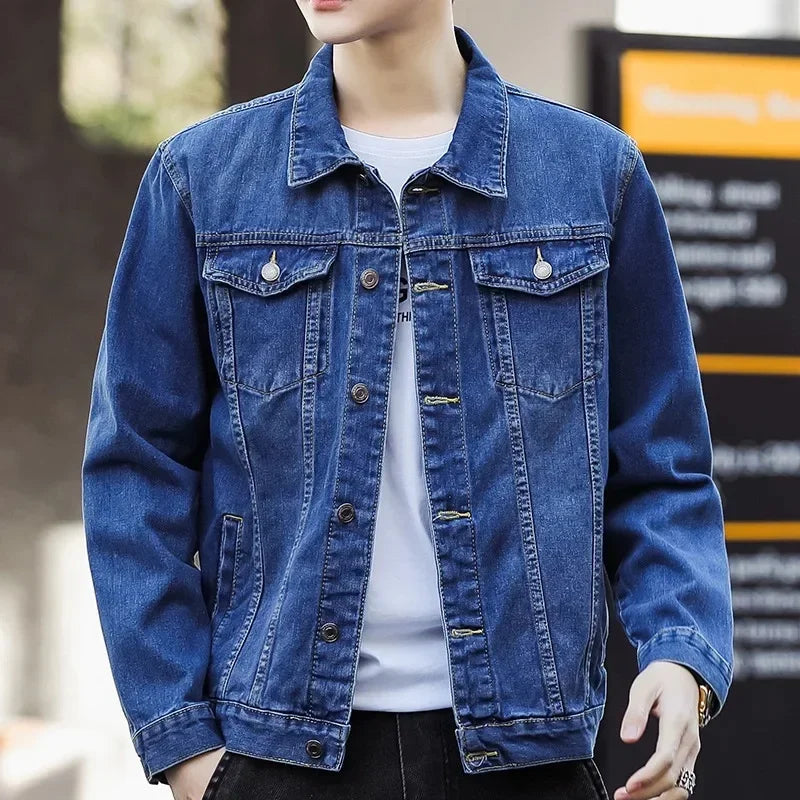Men's Relaxed Denim Trucker Jacket | Casual Outerwear Blue 1