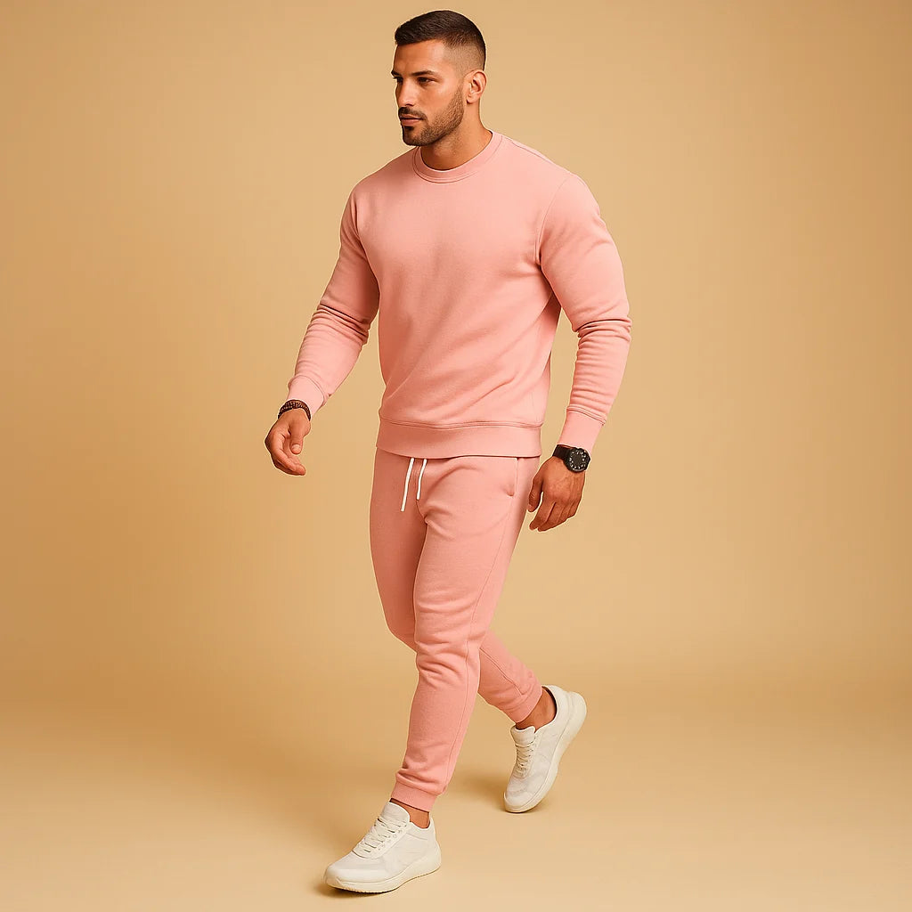 Men's Slim-Fit Tracksuit Set | Crew-Neck Sweatshirt & Joggers 1
