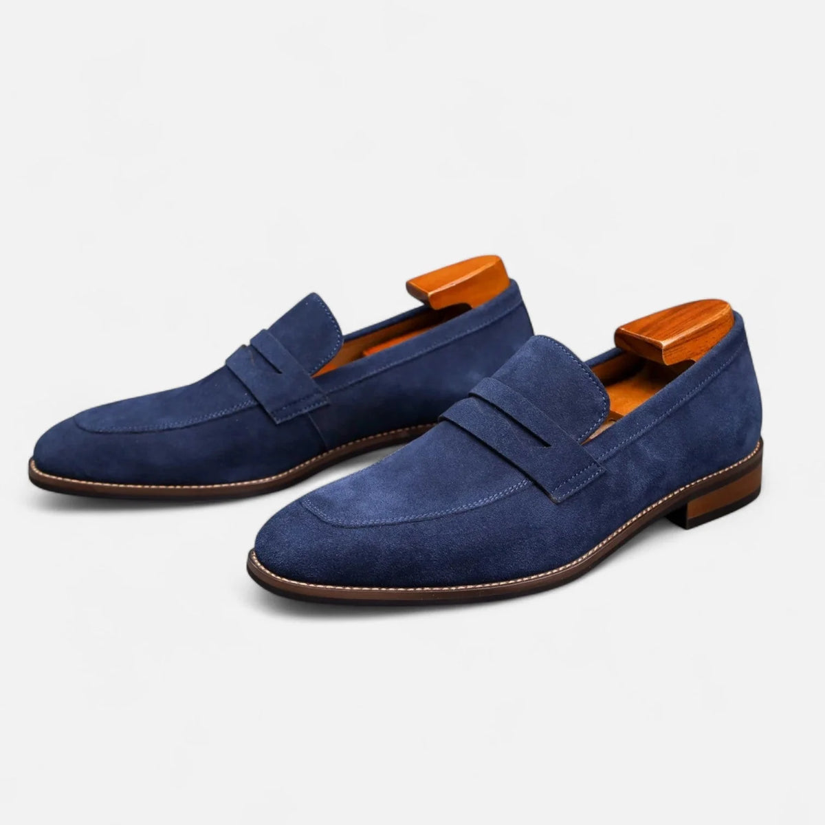 Men's Suede Penny Loafers | Classic Brown Slip-On Shoes 1
