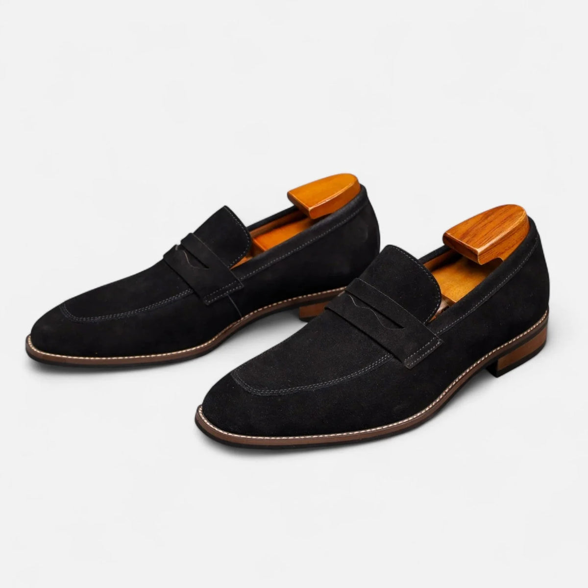 Men's Suede Penny Loafers | Classic Brown Slip-On Shoes 2