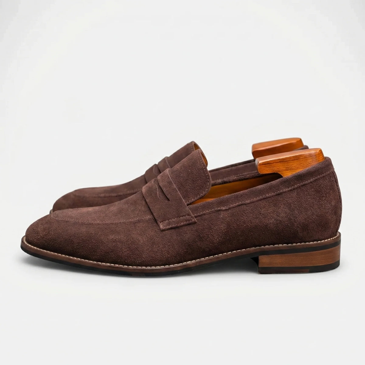 Men's Suede Penny Loafers | Classic Brown Slip-On Shoes 4