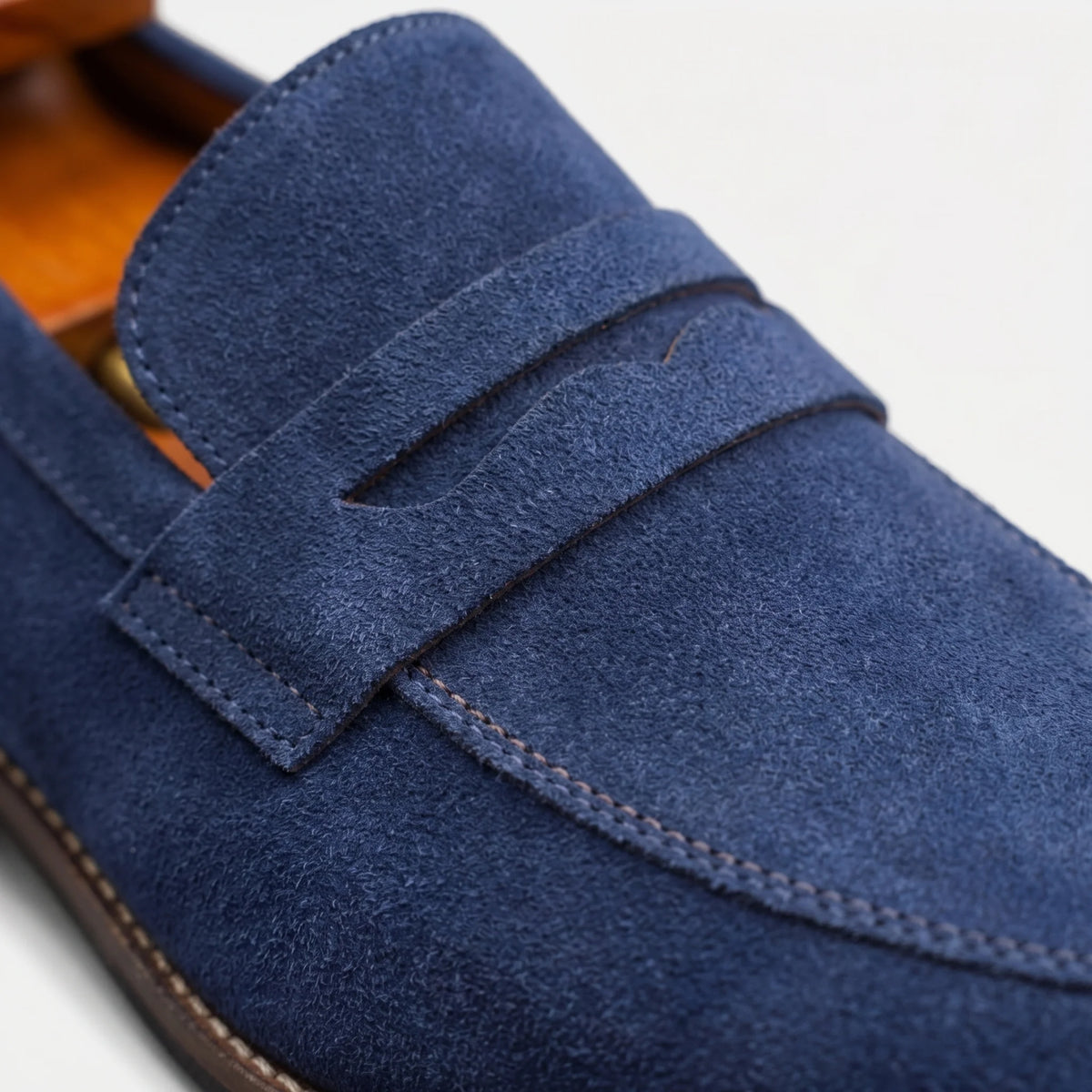 Men's Suede Penny Loafers | Classic Brown Slip-On Shoes 7