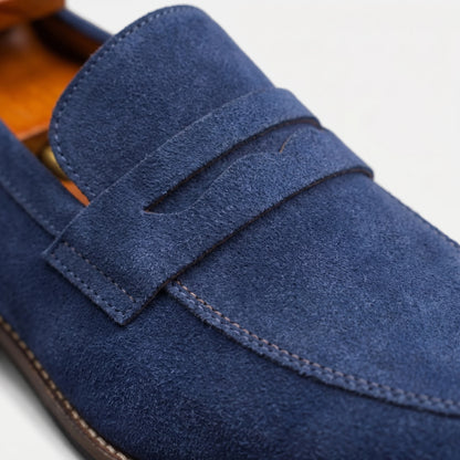 Men's Suede Penny Loafers | Classic Brown Slip-On Shoes 7