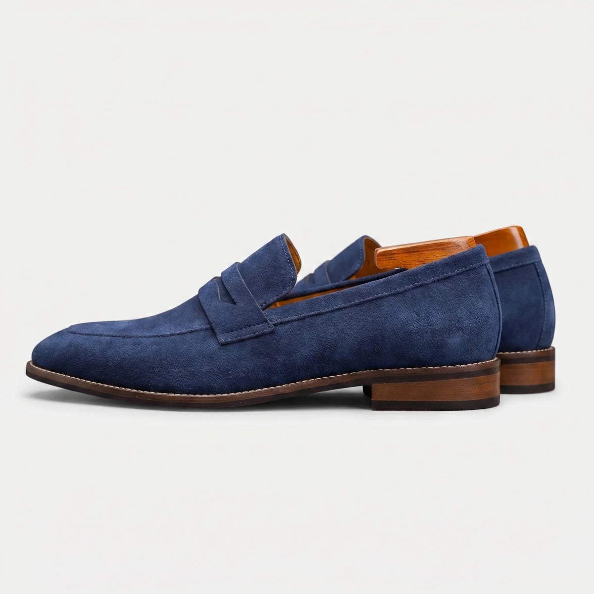Men's Suede Penny Loafers | Classic Brown Slip-On Shoes 8