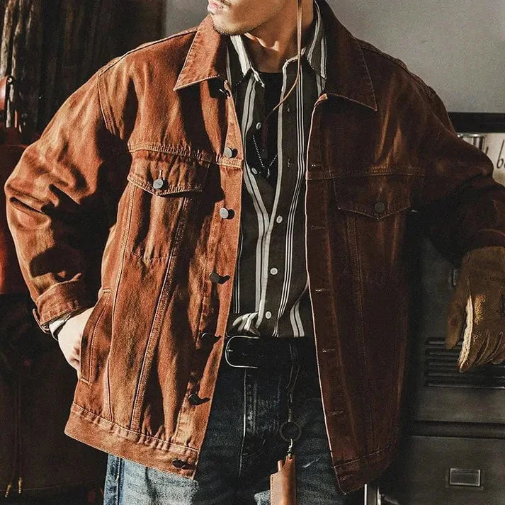 Men's Vintage Washed Denim Jacket | Relaxed Trucker Jacket 2