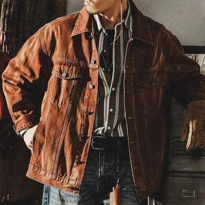 Men's Vintage Washed Denim Jacket | Relaxed Trucker Jacket 2