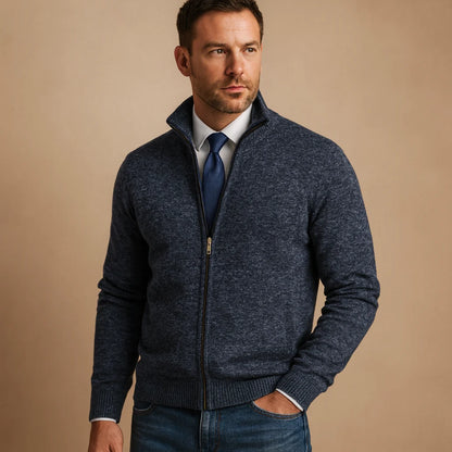 Men's Zip-Up Cardigan Beige | Mens Cardigan Sweater 4